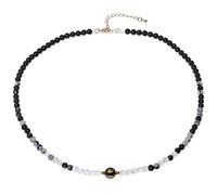 Jewever Six-words Theory with Alabaster/Quartz Chokers Crystal Necklaces for Women 4mm Crystals and Gemstones Beaded Choker Necklace