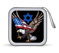 Jewish America USA Flag Eagle Israel CD Case Portable DVD Storage Small CD Holder Organizer for Home Travel