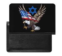 Jewish America USA Flag Eagle Israel Passport Holder Cover PU Leather Passport Wallet Organizer Protector Slim Travel Accessories