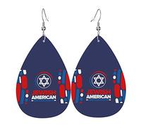 Jewish American Heritage Month Earrings For Women Fashion Teardrop Drop Pendant Faux Leather Earrings