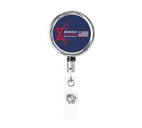 Jewish American Heritage Month Retractable Badge Holder Reel Clip Id Card Holder forNurse Student Office Worker