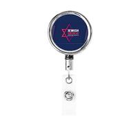 Jewish American Heritage Month Retractable Badge Holder Reel Clip Id Card Holder forNurse Student Office Worker