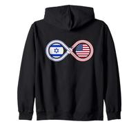 Jewish AMERICAN Israeli Flag Infinity Loop Support Zip Hoodie