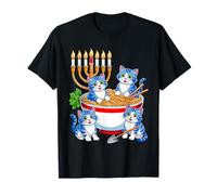 Jewish Cats Ramen Kitten Anime Hanukkah Pajamas Chanukah PJs T-Shirt