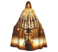 Jewish-Hanukkah-Lit-Candles Adult Witch Hooded Cape, Halloween Costume Hooded Cloak