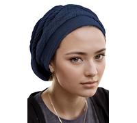 Jewish Head Covering Beret Head Wrap Adjustable Head Scarf Breathable Light Cotton Cancer Headwear for Women Israeli Tichel , Blue, One Size
