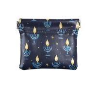 Jewish Holiday Hanukkah2 Women's Small Leather Coin Purse Wallet Waterproof Change Purse with Clasp for Girls Women Ladies, Jewish holiday Hanukkah2, Decoration