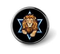 Jewish Israel Lion Brooch Pins for Women Men Fashion Badge Lapel Pins for Party Wedding