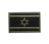 Jewish Israel National Flag Patch Embroidered Uniform Tactical Military Israeli Patch Applique with Hook and Loop Fastener (Black Green)