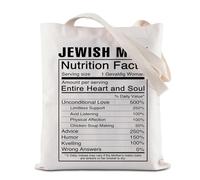 Jewish Mom Nutrition Facts Tote Bag Judaica Shoulder Bag Jewish Mom Appreciation Gift Hanukkah Mother's Day Gift (Jewish Mom Tote)