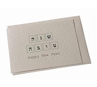 Jewish New Year Handmade Hebrew Scrabble Letters Rosh Hashanah Greeting Cards with Envelopes: Pack of 4 Cards
