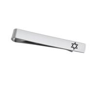 Jewish Star Mens Tie Clip Silver Star of David Hanukkah Decorations Hexagram Tie Clips Bar for Birthday Christmas Party, Silver, S
