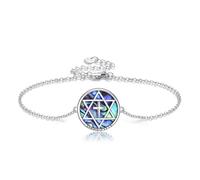 Jewish Star of David Bracelet 925 Sterling Silver Abalone Shell Star of David Bracelets Judeo Christian Religious Star of David Jewelry Protection Amulet Gifts for Women Girls Men