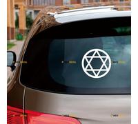 Jewish Star of David Magen David Israel Sticker Decal Vinyl Round - 2 Pack White 10.2cm - for Car Boat Laptop Cup No Background Die-Cut