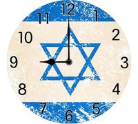 Jewish Wall Clocks Israel Wall Clock New Jewish Home Housewarming Gift Pesach Seder Jewish Exodus From Egypt Festival Holiday Vintage Home Decor 25x25 CM Silent Non-Ticking Battery Operated