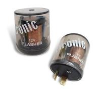 Jewkot 2 PCS Car Electric Flasher Relay, 12V 2-Pin LED Flasher Relay, Round Shell Electronic Turn Signal Flasher, Universal for Most Cars Turn Signal Bulbs Fast Flash (Transparent)
