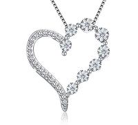 Jewlpire Love Series Sterling Silver Necklace Natural Diamond Necklace Pendant - The Closest Gift to The Heart(Fall in Love)