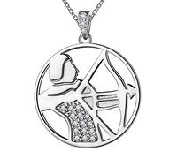 Jewmon Sagittarius Zodiac Star Sign Necklace for Women Girls 925 Sterling Silver Round Coin