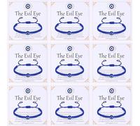 JEWPARK 9PCS Evil Eye Bracelets for Women Men Handmade String Bracelets Braided Good Luck Bracelet Adjustable Protection Bracelet Evil Eye Jewelry Gifts, L, Nylon, no gemstone