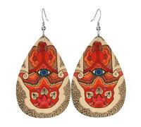 Jews Culture Hebrew Hamsa Art Evil Eye Leather Earring Creative Pendant Fun Earrings For Women Beach