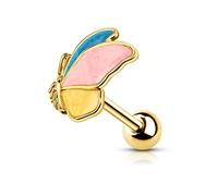 Jewseen 16G Cartilage Earring Butterfly Cartilage Stud Colorful Cartilage Piercing Jewelry Helix Piercing Conch Stud Tragus Jewelry for Women Men, 1.2*6, Stainless Steel, no gemstone