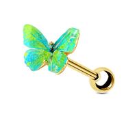 Jewseen 16g Cartilage Earring Butterfly Tragus Piercing Jewelry Gold Cartilage Stud Earring Colorful Helix Conch Piercing Jewelry for Women Men, 1.2*6, Stainless Steel, no gemstone