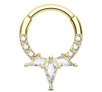 Jewseen 16G Gold Septum Ring Surgical Steel Septum Piercing Jewelry Clear CZ Daith Earring Nose Helix Cartilage Hoop Earring for Women Men, 1.2*10, Metal, cubic zirconia