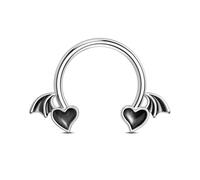 Jewseen 16G Heart Septum Ring Halloween Septum Jewelry Bat Wing Septum Piercing Jewelry Black Cartilage Earring Surgical Steel Helix Daith Hoop Conch Piercing Jewelry for Women Men, 1.2*10, Stainless
