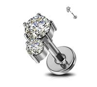 Jewseen 16g Titanium Cartilage Earrings Studs Opal Flat Back Cartilage Piercing CZ Lip Ring Conch Medusa Piercing Jewelry Piercing Jewelry Helix Tragus Piercing Nose Rings Studs, 1.2*6, Titanium