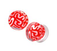 Jewseen 2PCS Acrylic Bloody Brain Ear Gauge Plug for Women 00g-5/8, 16mm=5/8", Acrylic, no gemstone