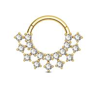 Jewseen 316L Surgical Steel Septum Rings, 16g Septum Jewelry, Sparkling CZ Gold Cartilage Hoop Earrings, Daith Piercing Jewelry, Helix Tragus Earrings for Women, 1.2*8, Stainless Steel, cubic zirconia
