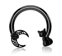 Jewseen Cartilage Earring Hoop Moon Septum Ring Cat Horseshoe Hoop Earring 16G Nose Ring Hoop Captive Bead Rings Tragus Daith Rook Helix Piercing Body Jewelry, Stainless Steel, no gemstone