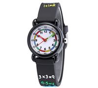 Jewtme Cute Toddler Children Kids Watches Ages 3-8 Analog Time Teacher 3D Silicone Band Cartoon Watch for Little Girls Boys (Arithmetic-Black)