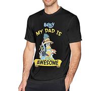 JEWUNO957 Bluey Dog Men's Cotton Crew Classic ComfortSoft Short Sleeve T-Shirt (XX-Large)