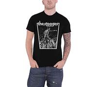 JEWUNO957 Iggy Pop & The Stooges T Shirt Crowdwalk Logo Mens Black (Large)