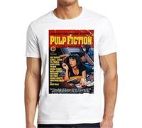 JEWUNO957 Pulp Fiction Movie Poster Tarantino 90s Cult Film Tee T Shirt White (Large)