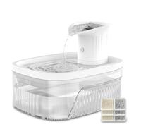 Jewyow 2.5L Cat Water Fountain for Drinking, Water Fountain Cat Bowl，2200mAh Wireless Pet Water Fountain, Silent Battery Operated Drinking Fountain, Kitty Spout with Visible Water Tank,3 Filters