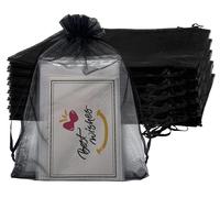 Jexila 100PCS Black Organza Bags 4X6 Inch Mesh Bags Drawstring Jewelry Gift Bags for Wedding Party Favor Pouches Candy Bags
