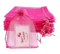 Jexila 100PCS Hot Pink Organza Gift Bags 4X6 Inch Small Mesh Bags Drawstring Wedding Birthday Party Favor Pouches for Jewelry Goodie Candle Bag