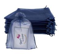 Jexila 100PCS Navy Blue Organza Bags 4''X6'' Small Mesh Drawstring Gift Bags for Jewelry Wedding Birthday Party Favor Pouch Goodie Candy Bags (Navy Blue 4X6'')
