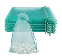 Jexila 100pcs Organza Bags Clear 10x15cm Small Mesh Bags Drawstring Jewelry Gift Bags for Baby Shower Wedding Party Favor Candy Bags