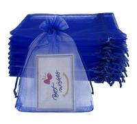 Jexila 100PCS Royal Blue Organza Gift Bags 4X6 Inch Small Mesh Bags Drawstring Wedding Birthday Party Favor Pouches for Jewelry Goodie Candy Candle Sachet Bag