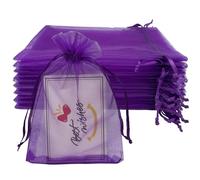 Jexila 100PCS Sheer Purple Organza Bags 4''X6'' Small Mesh Gift Bag Drawstring Jewelry Sachet Candle Bags for Wedding Party Favor Pouch Candy Bags (Purple)