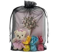 Jexila 50pcs Sheer Black Organza Gift Bags 8X12 inch Large Mesh Bags Drawstring Jewelry Pouch for Wedding Party Favor Halloween Goodie Candy Treat Bags