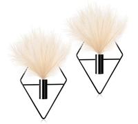 Jexine 2 Pcs Boho Wall Decor Gold Wall Art Hanging Planters with Artificial Pampas Mounted Metal Decor Modern Home Display Art Bedroom Bathroom Living Room(Black)