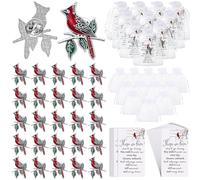Jexine 240 Pcs Cardinal Pin Sets Include 80 Red Cardinal Brooch Pins, 80 Memorial Cards, 80 Organza Gift Bags Those We Love Do Not Go Away Poem Cards Funeral Gifts for Guests(Elegant)