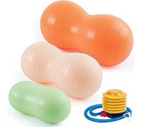 Jexine 3-Piece Anti-Burst Peanut Shape Ball Set - Exercise Yoga Balance Stability Ball for Kid Therapy, Pregnancy, and Home Gym, Includes 1 Pump, 3 Size Options(Boho Color)