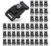 Jexine 50 Pcs Compass Buckle Clips Plastic Paracord Buckles Bracelets Accessories for Camping Travel Emergency Survival (Black)