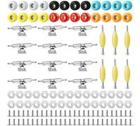 Jexine 6 Sets DIY Fingerboard Kit Fingerboard Accessories Mini Finger Skateboard Parts Include 12 Brackets 54 Screws 30 Nuts 6 Screwdriver 24 Fingerboard Wheels Tool for 96mm (Colorful)