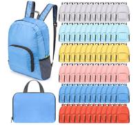 Jexine 72 Pcs Backpack Bulk 17 Inch Foldable Backpack Assorted Color Back Pack Book Bags for Outdoor Travel Zippered, 6 Classic Color, 17 Inch, Classic